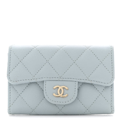 Chanel Caviar Quilted Flap Card Holder Wallet Blue 1 of 8