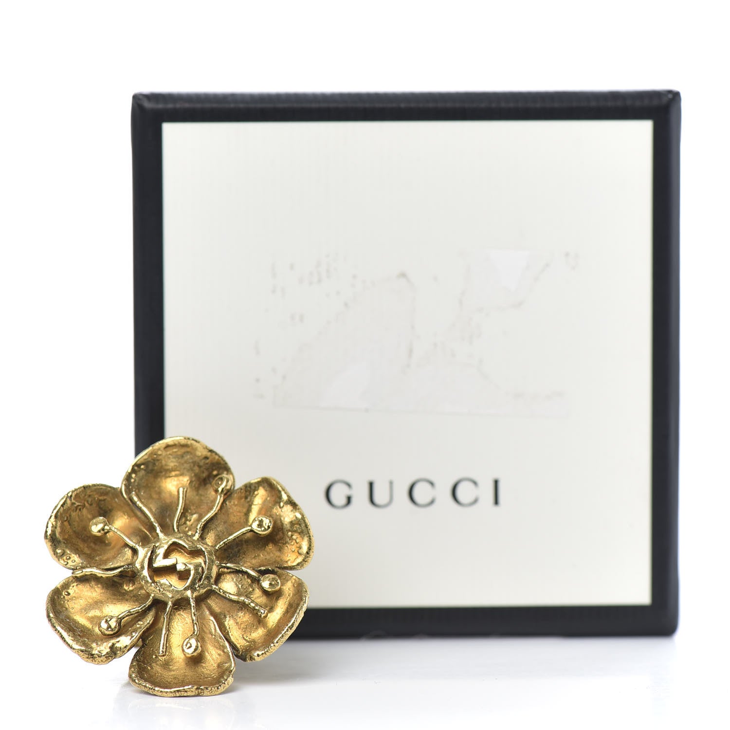 Gucci Metal Flower Ring 6 Aged Gold 6 of 6
