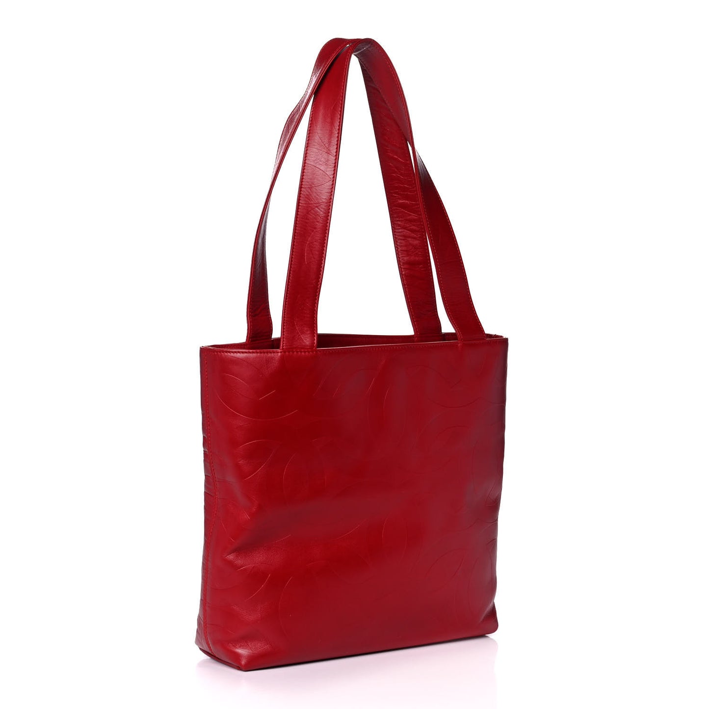 Lambskin Embossed CC Tote Red