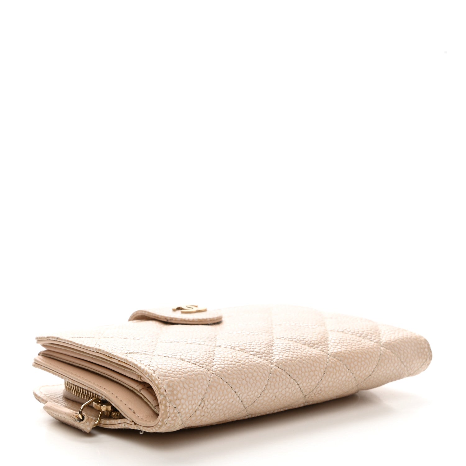 Chanel Iridescent Caviar Quilted Zipped Pocket Wallet Beige Clair 4 of 9