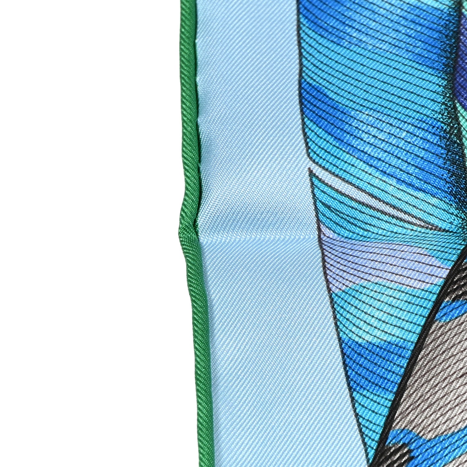 Hermes Silk Plumes En Fete Scarf 90 Ciel Vert Brun 7 of 13
