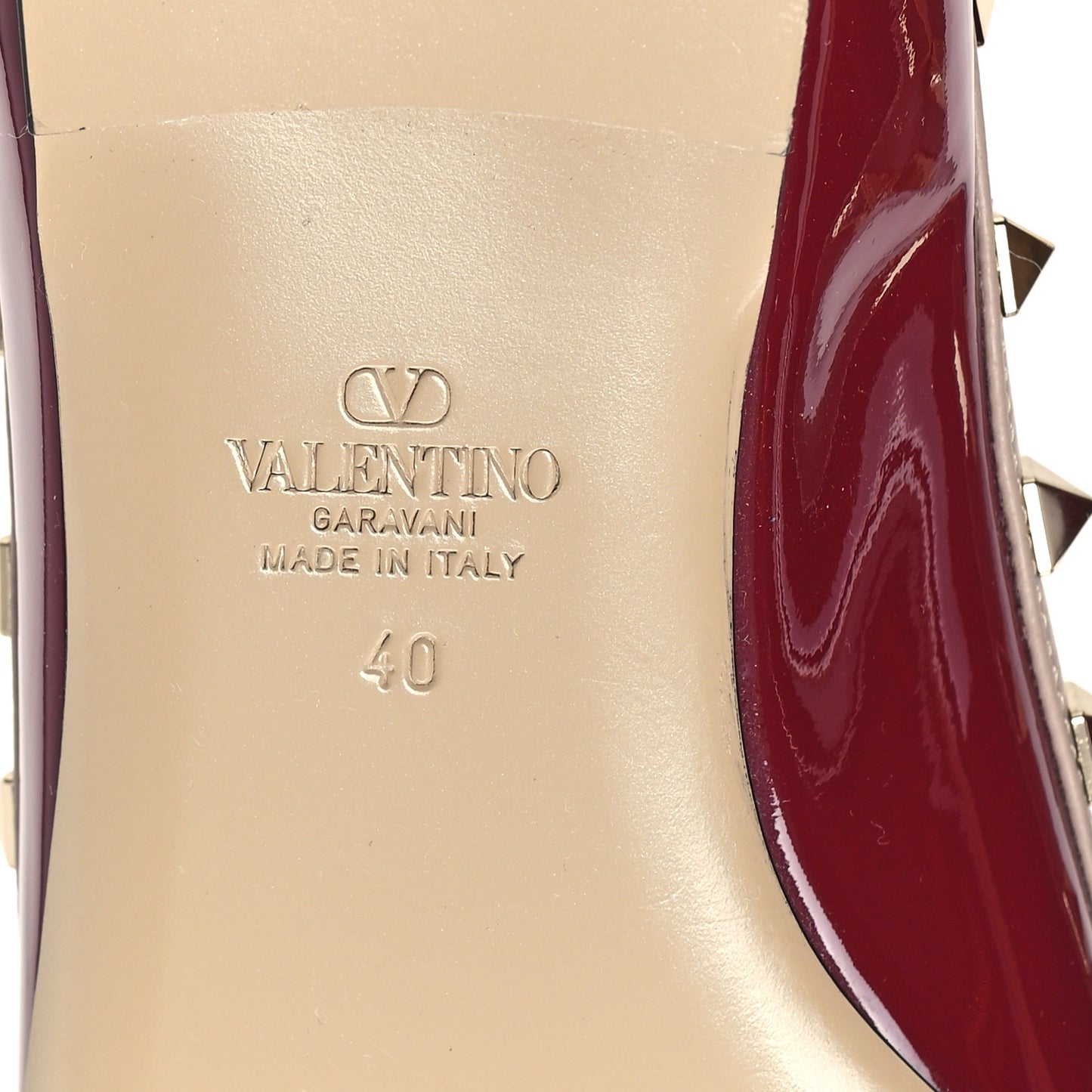 Patent Nappa Rockstud Cage Ballerina Flats 40