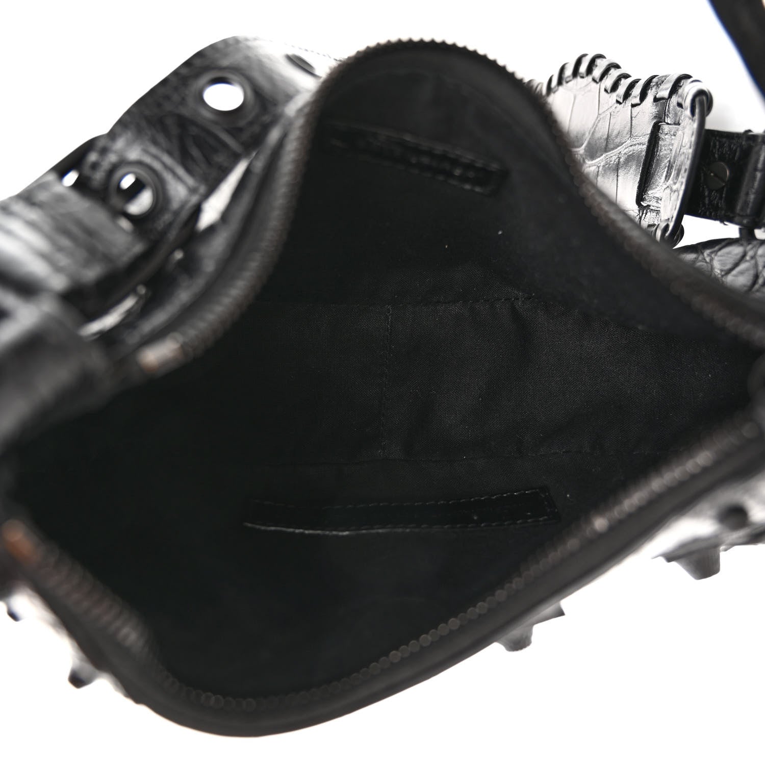 Balenciaga Extra Supple Calfskin Crocodile Embossed Monochrome Le Cagole Shoulder Bag XS Black 5 of 10