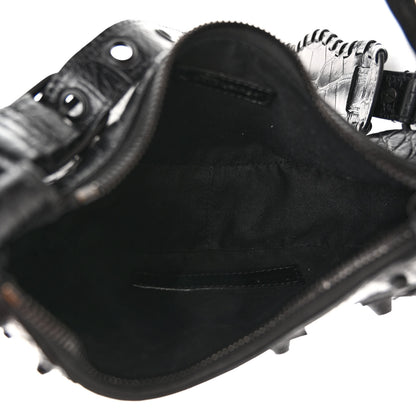 Balenciaga Extra Supple Calfskin Crocodile Embossed Monochrome Le Cagole Shoulder Bag XS Black 5 of 10