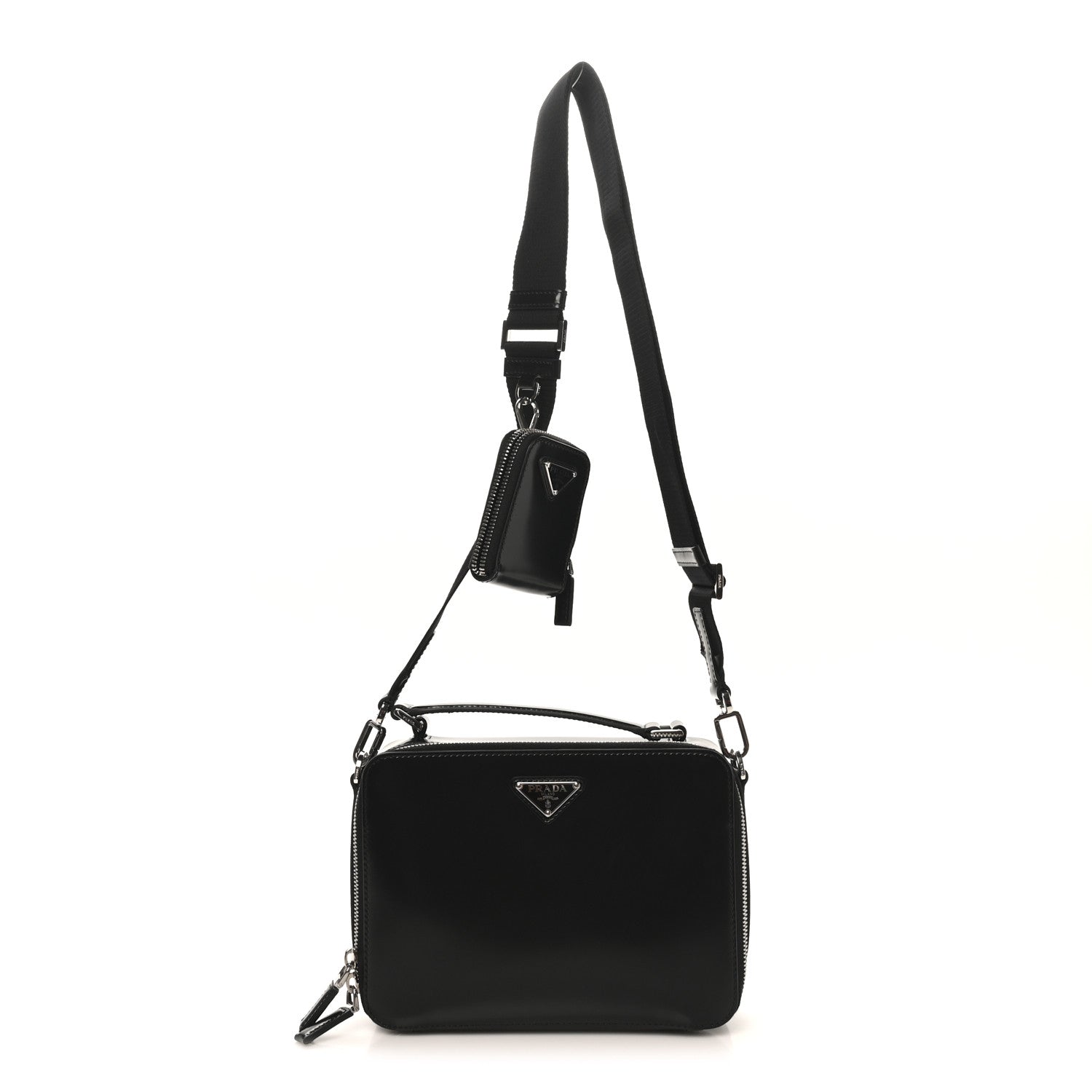 Prada Spazzolato Medium Brique Crossbody Bag Black 1 of 9