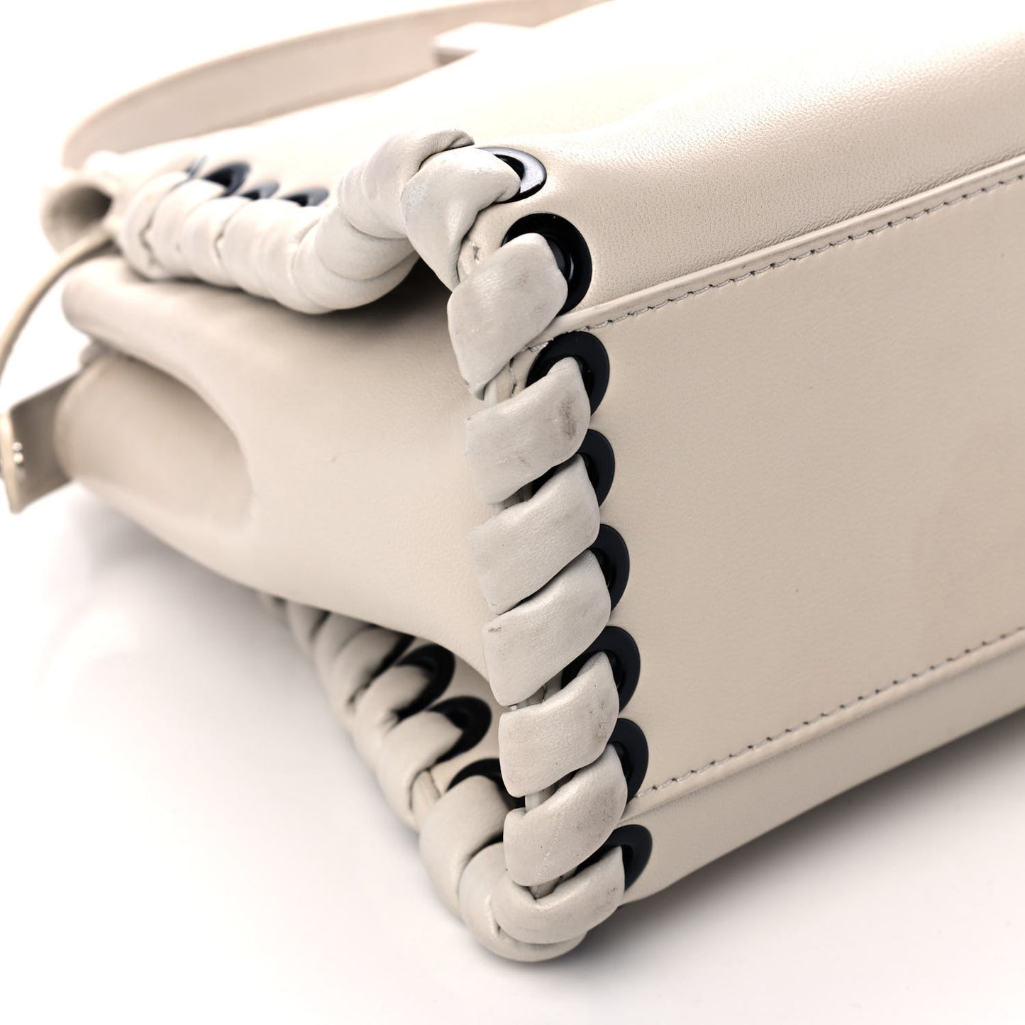 Nappa Lace Up Mini Peekaboo Iconic Satchel Bianco Carta
