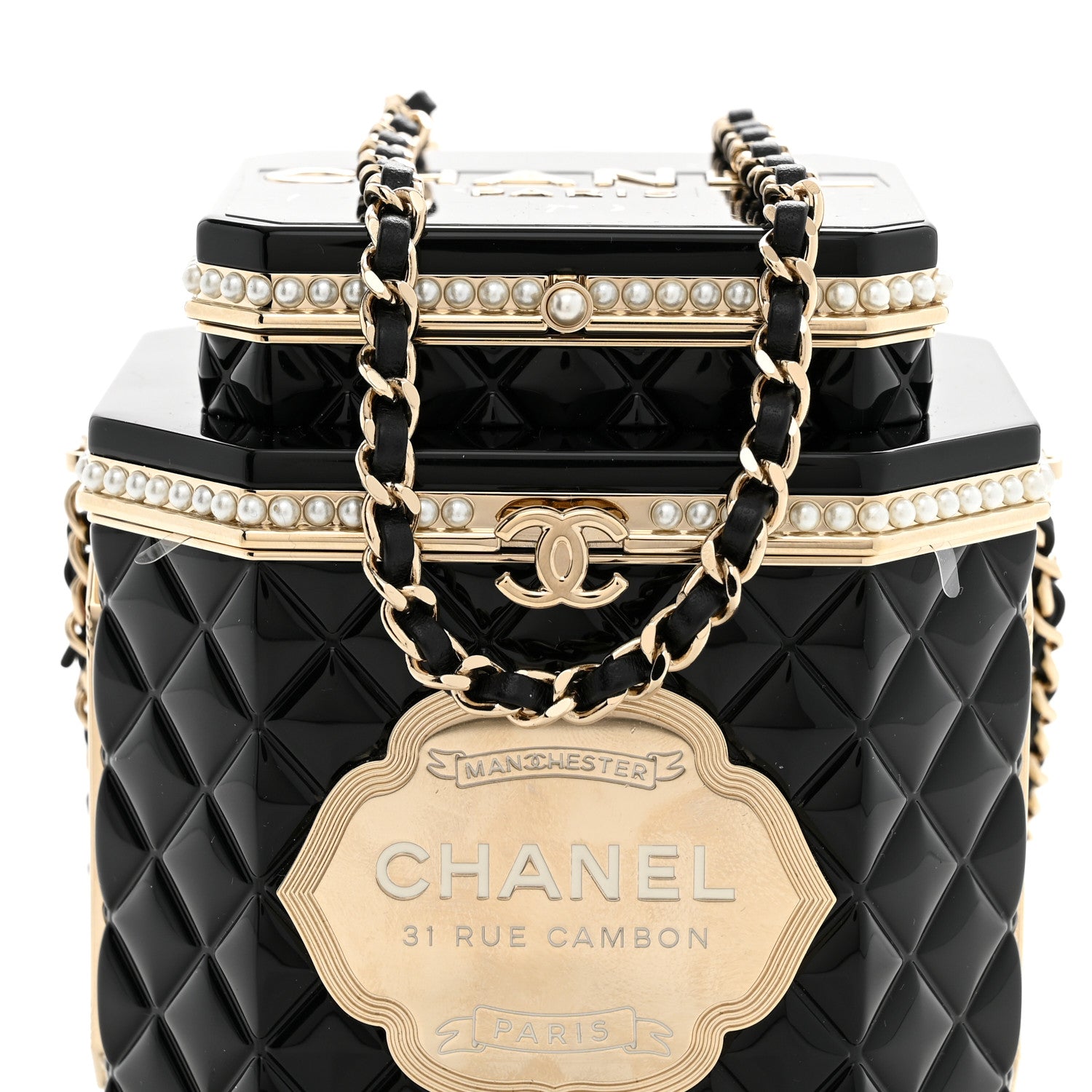 Chanel Resin Pearl Enamel Tea Box Minaudiere Black Gold 8 of 12