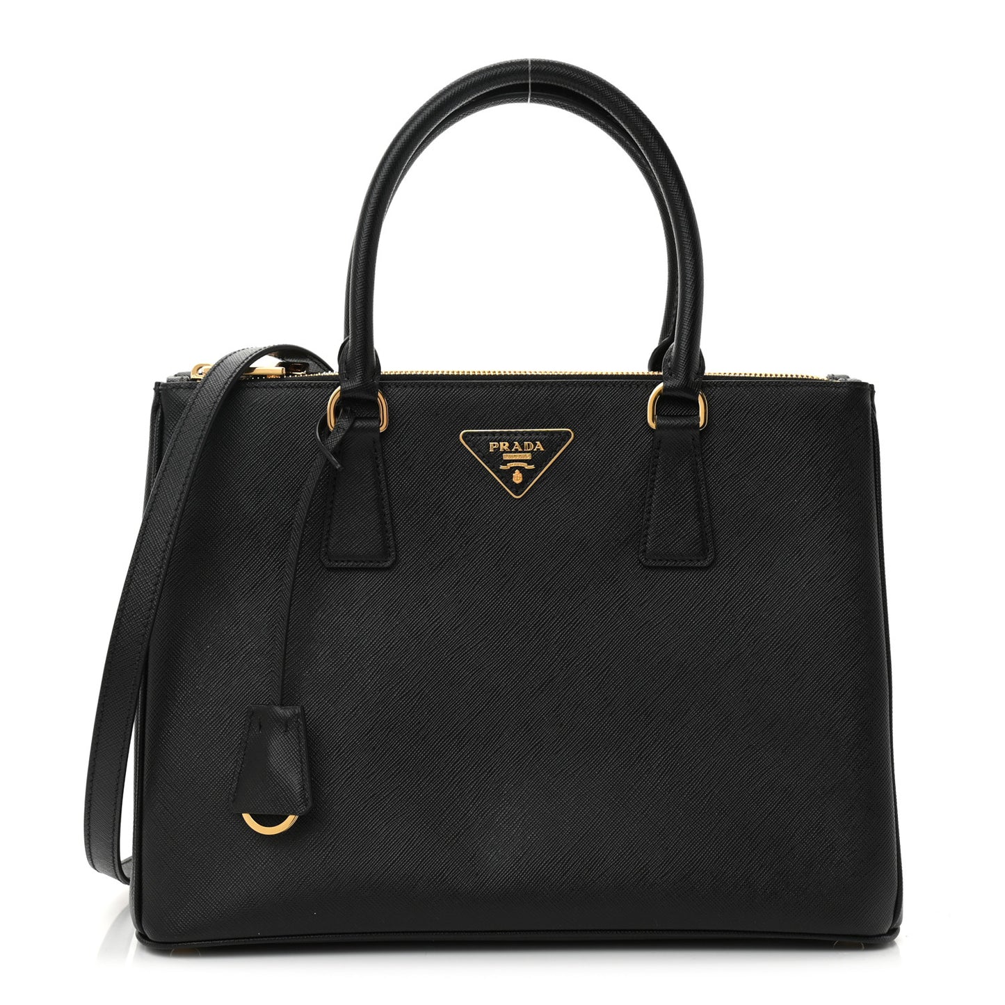 Saffiano Medium Galleria Double Zip Tote Black