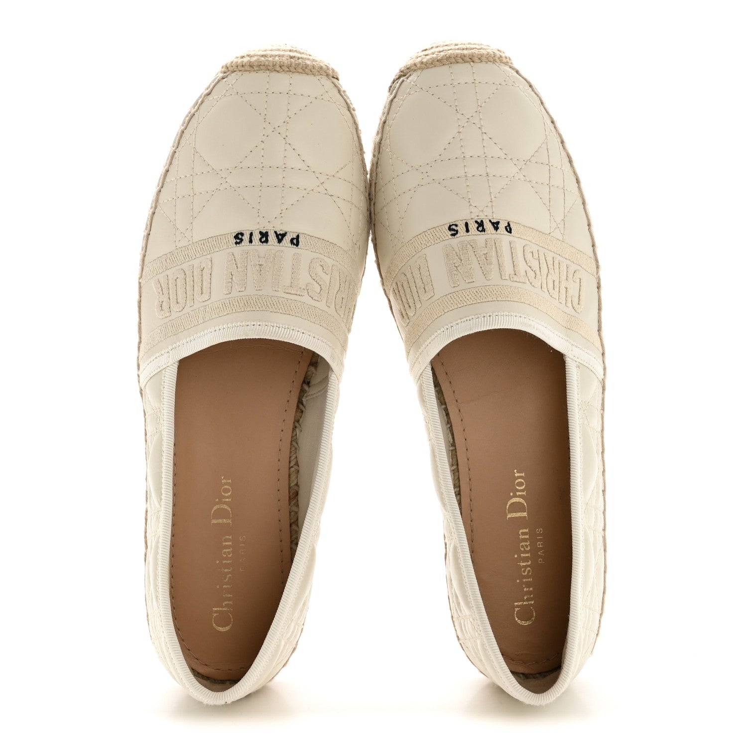Christian Dior Calfskin Cannage Granville Espadrilles 38.5 Off White 2 of 11