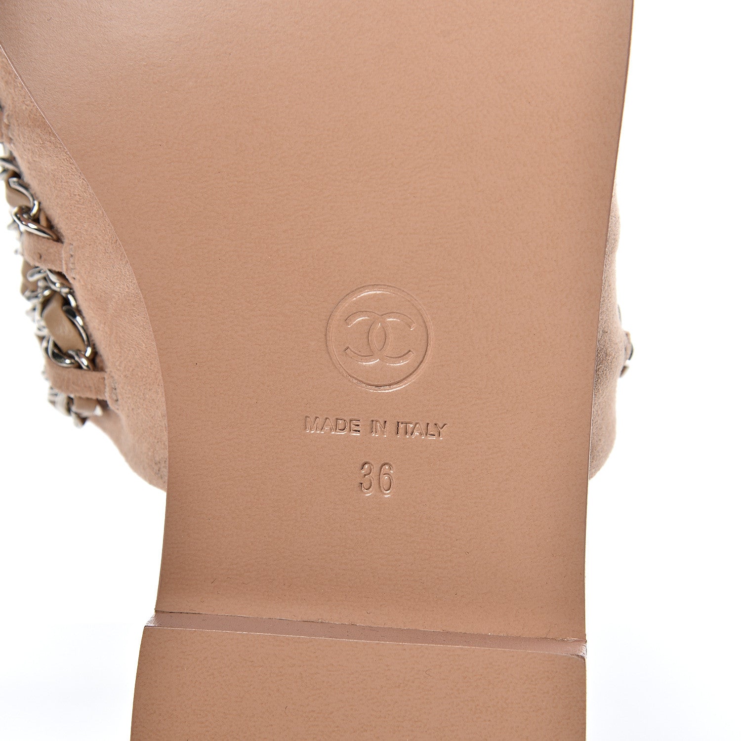 Chanel Lambskin Chain Flat Sandals 36 Beige 6 of 8
