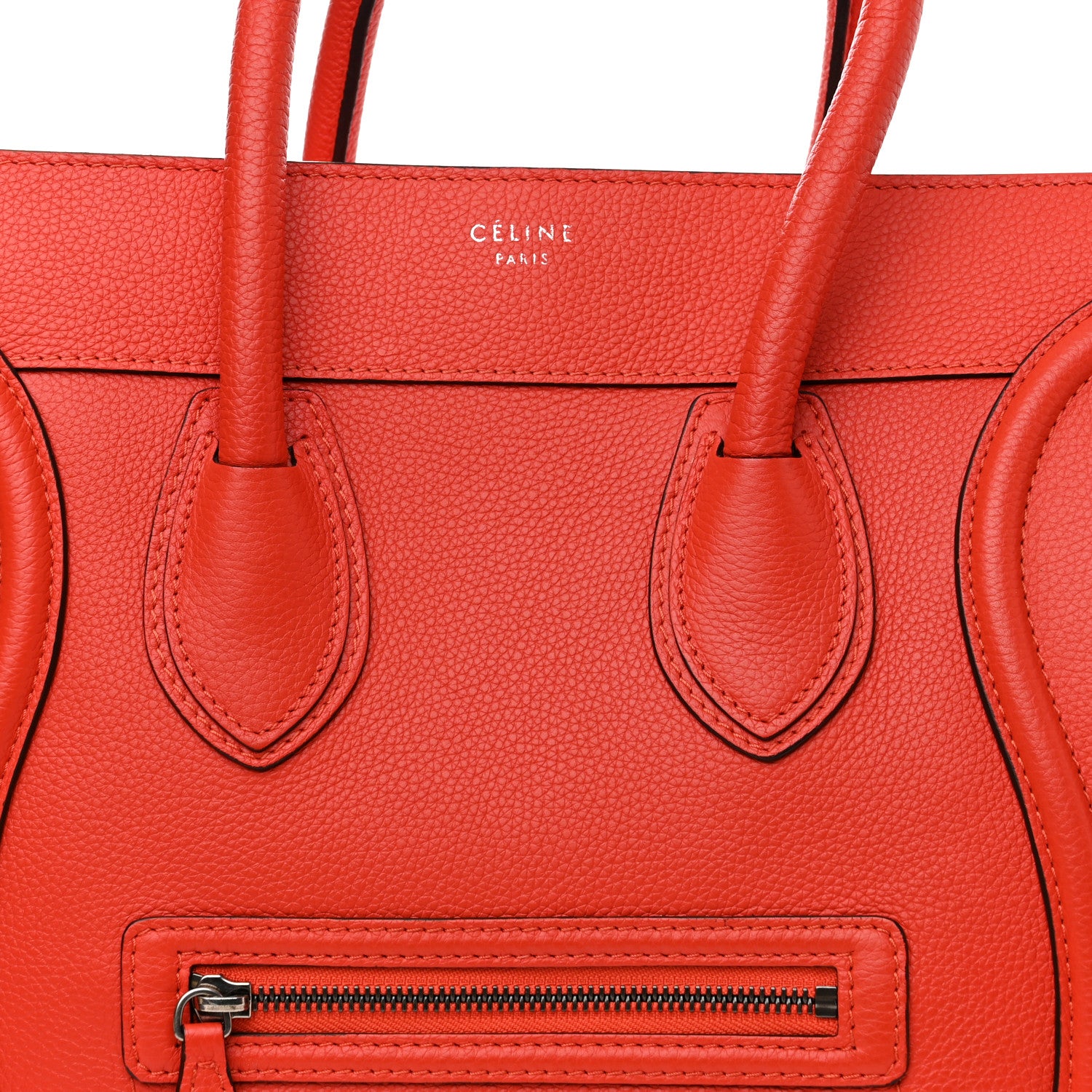Celine Drummed Calfskin Mini Luggage Vermillion 6 of 8