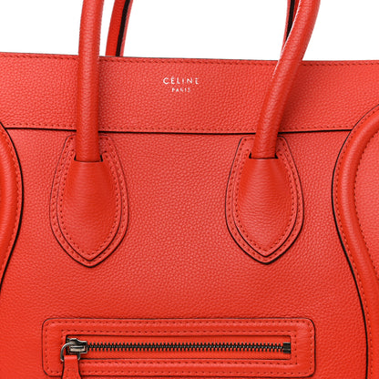 Celine Drummed Calfskin Mini Luggage Vermillion 6 of 8