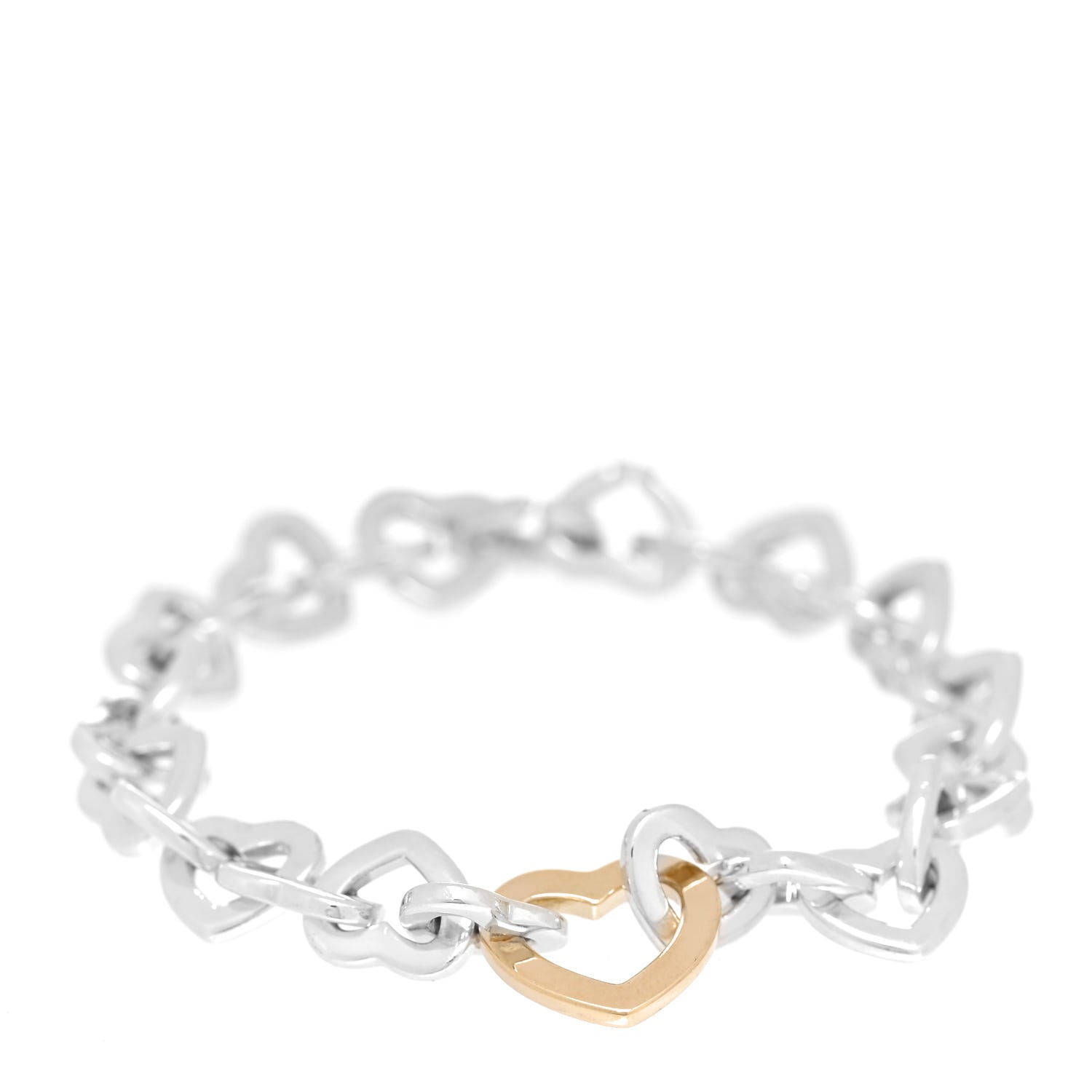 Tiffany Sterling Silver 18K Yellow Gold Heart Links Bracelet 1 of 6