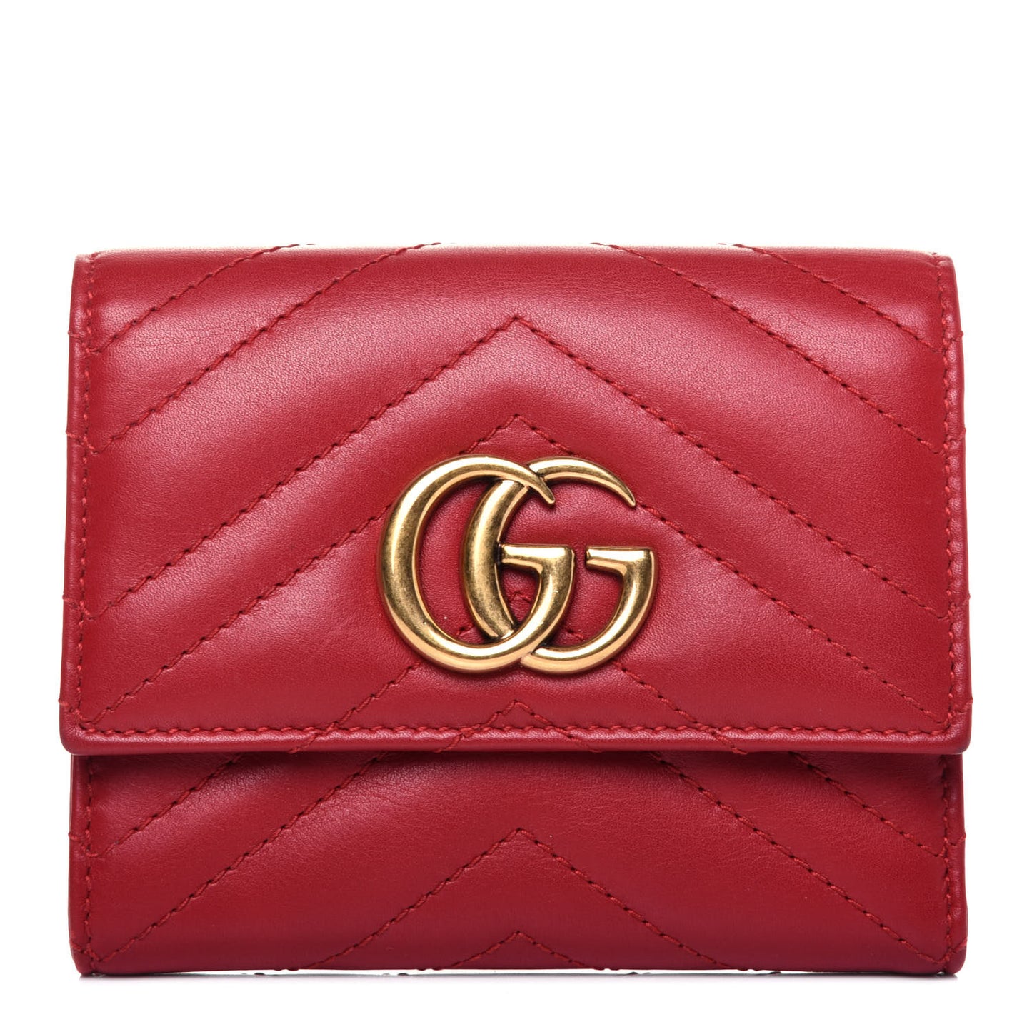Calfskin Matelasse GG Marmont Wallet Hibiscus Red