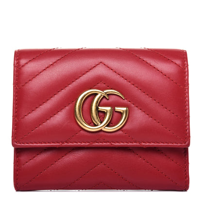 Gucci Calfskin Matelasse GG Marmont Wallet Hibiscus Red 1 of 13
