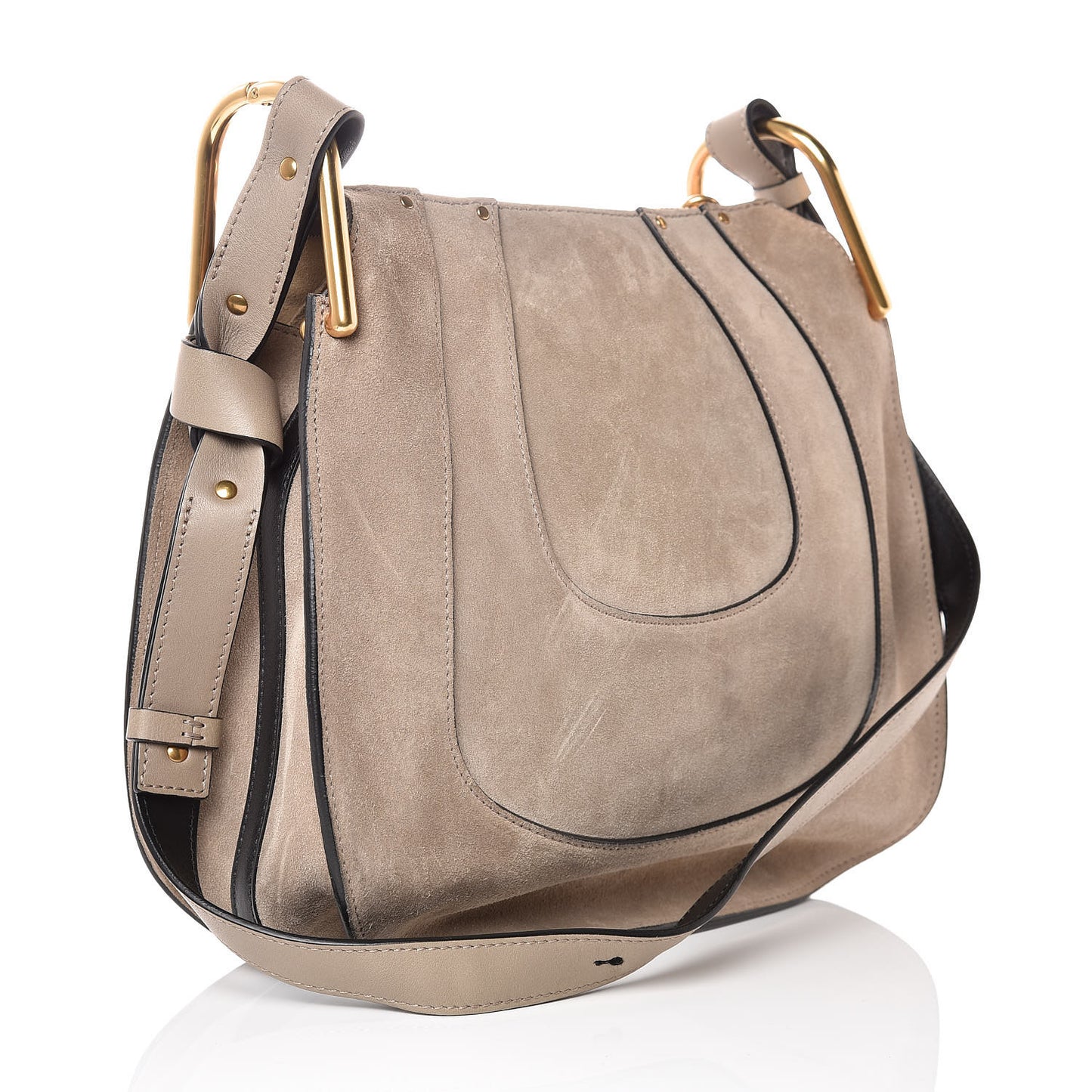 Calfskin Suede Small Hayley Hobo Cashmere Grey