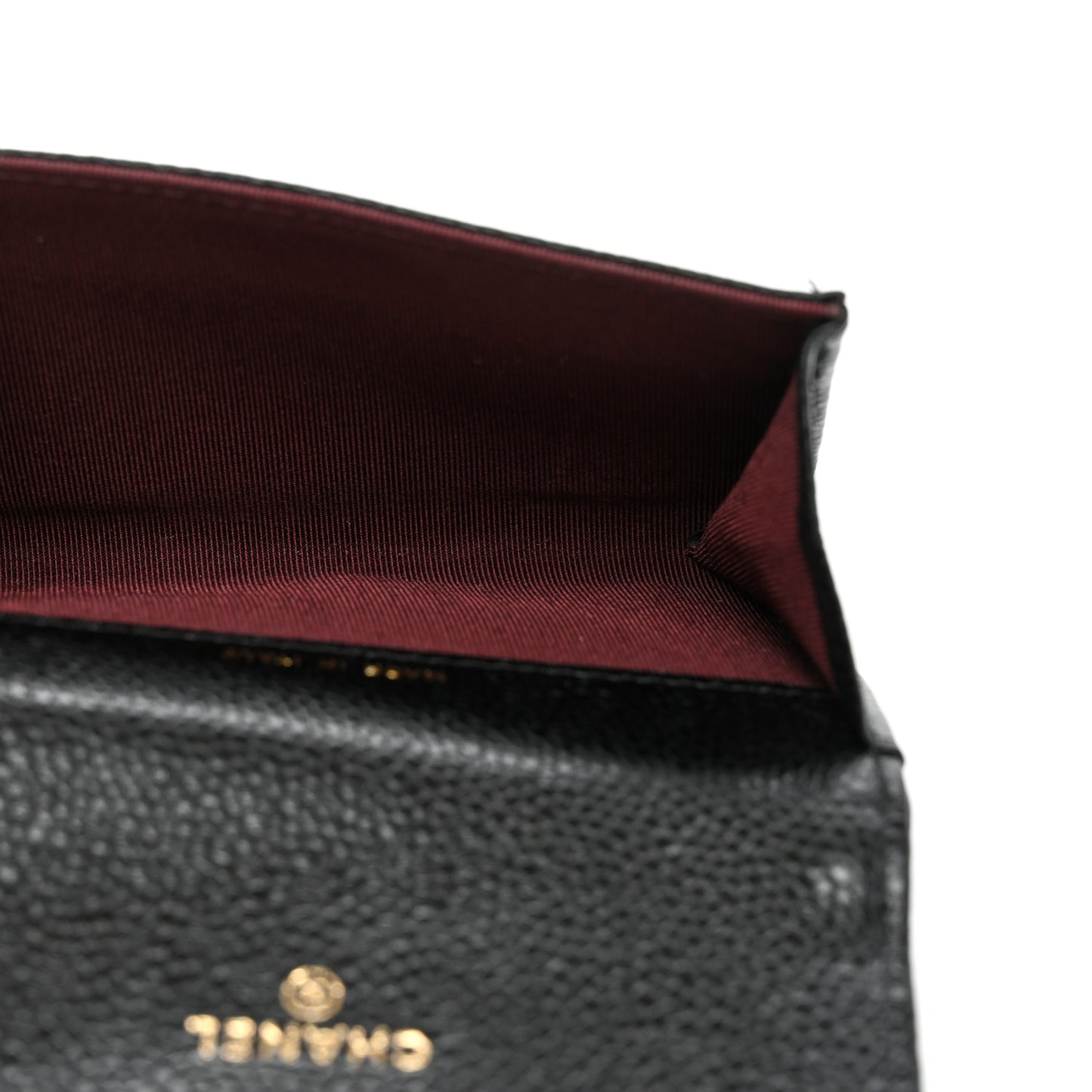Caviar Quilted Flap Card Holder Wallet Black