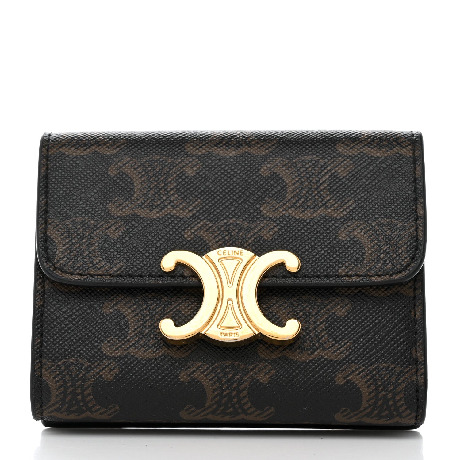 Celine Triomphe Canvas Compact Wallet With Coin Purse Tan 3 of 15