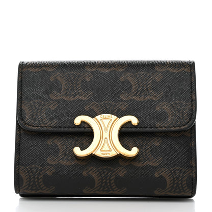 Celine Triomphe Canvas Compact Wallet With Coin Purse Tan 3 of 15