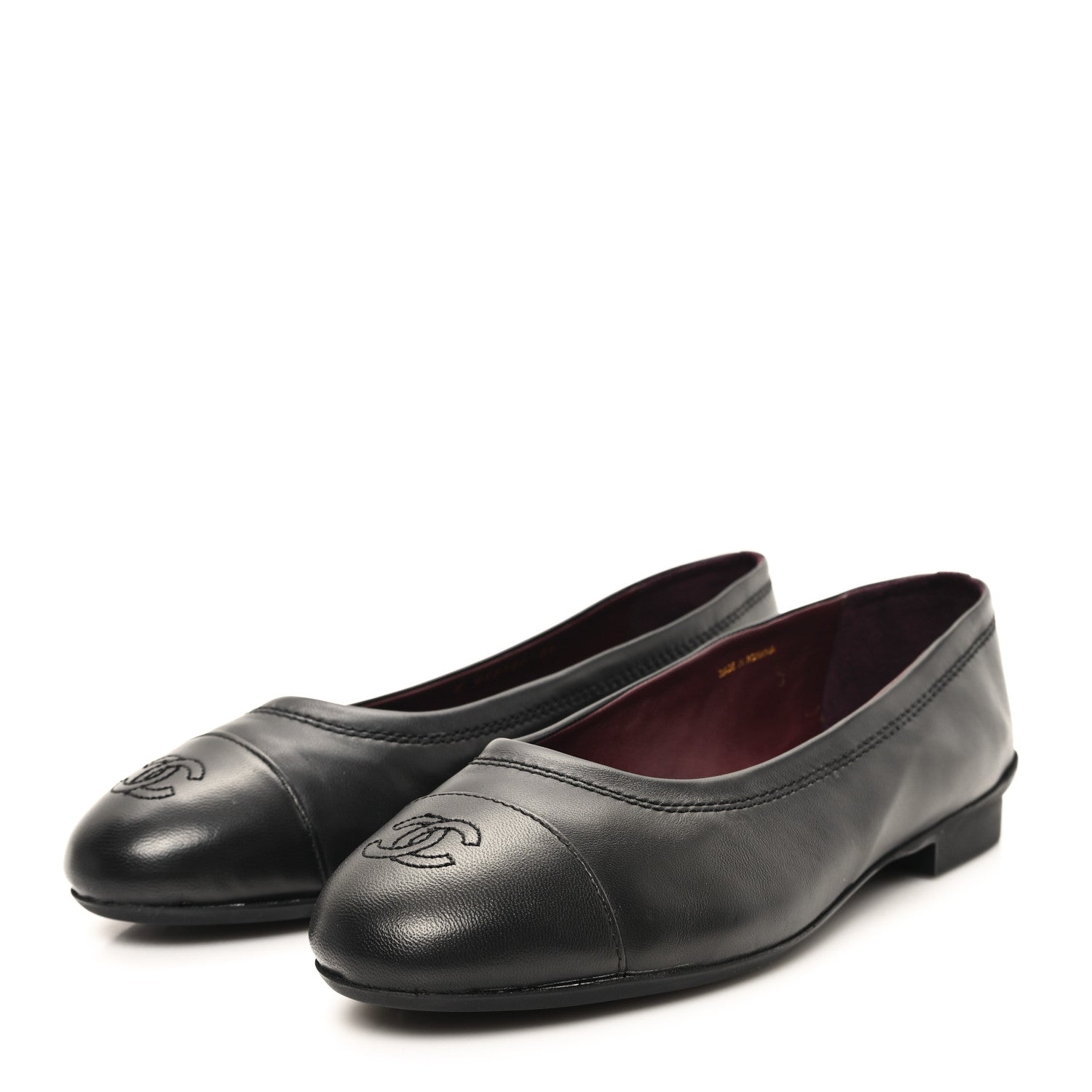 Chanel Lambskin Cap Toe CC Uniform Ballerina Flats 39 Black 4 of 10