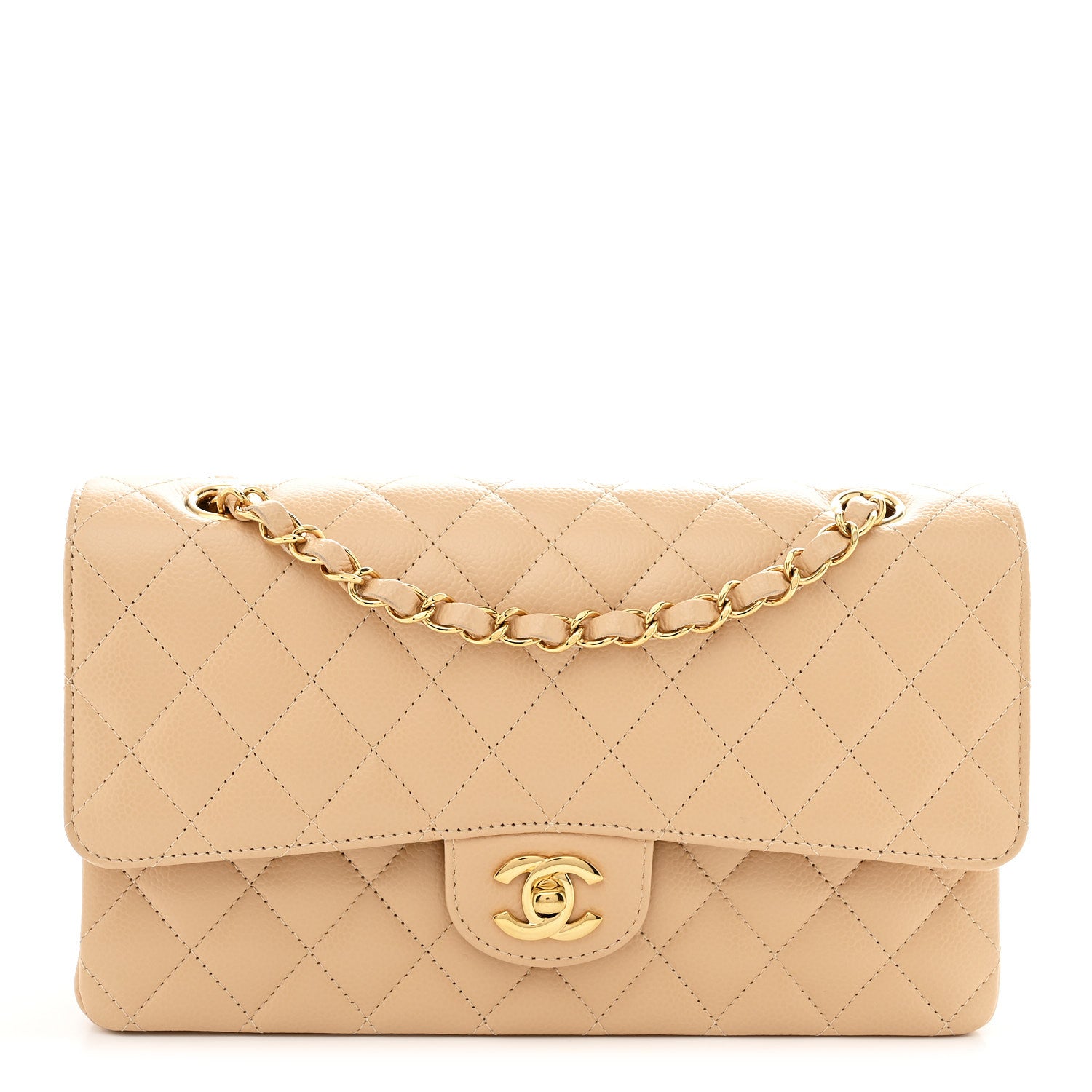 Chanel Caviar Quilted Medium Double Flap Beige 1 of 11