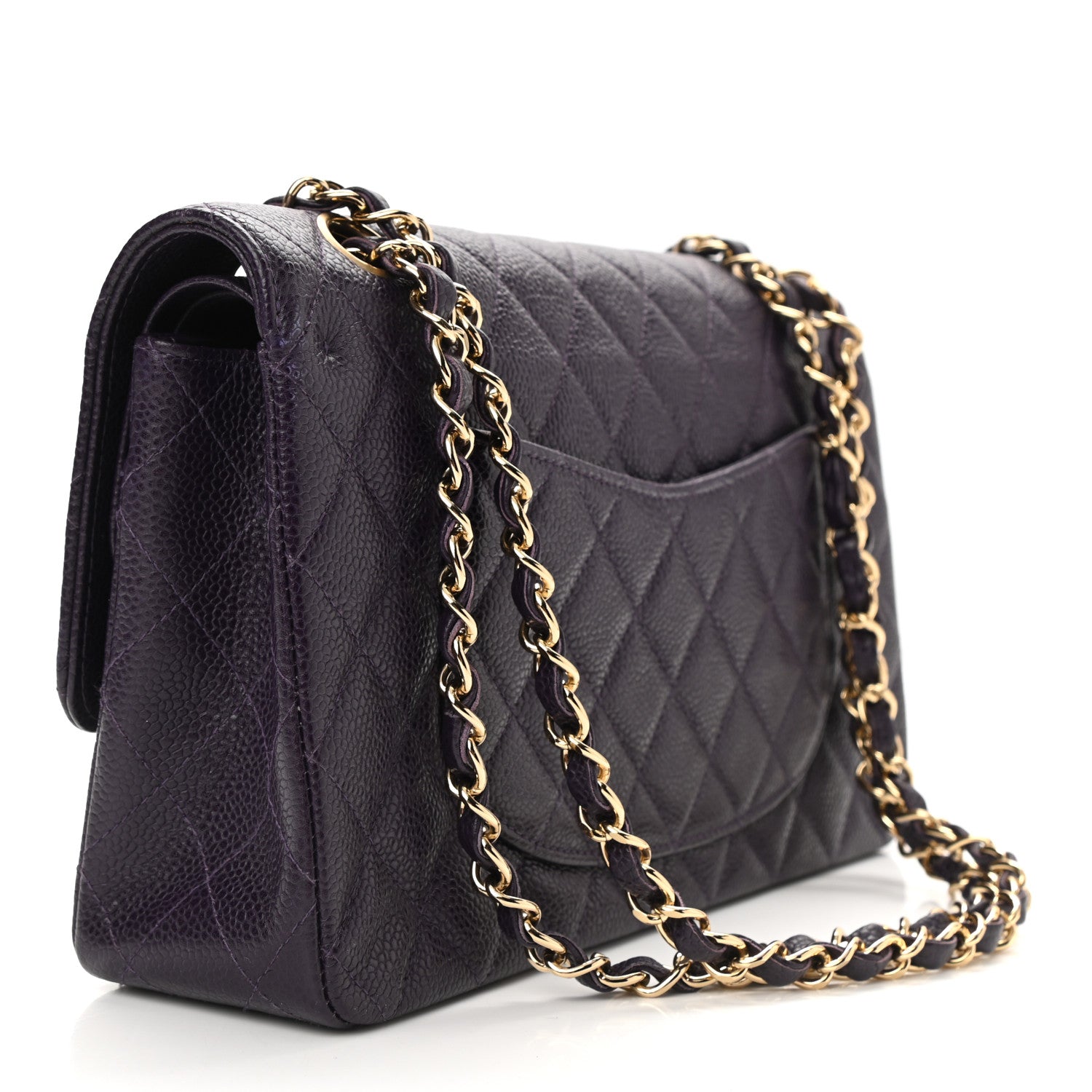 Chanel Caviar Quilted Medium Double Flap Dark Purple 2 of 10
