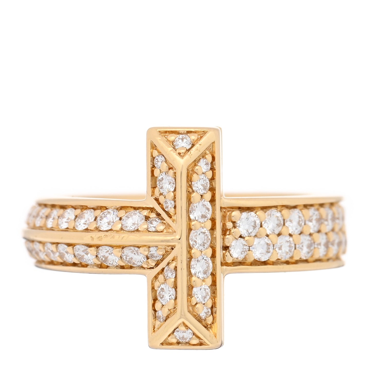 18K Yellow Gold Diamond Wide T T1 Ring 46 3.5