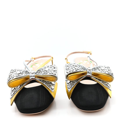 Valentino Garavani Metallic Embellished Bowow 45mm Slingback Pump 38 Black 3 of 10