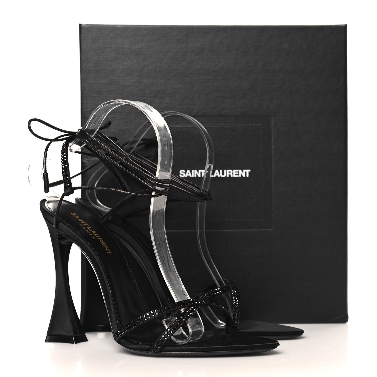 Satin Strass Gippy 110 Sevilla Ankle Strap Sandals 39 Black