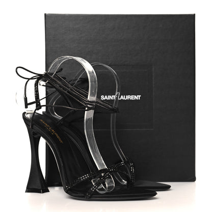 Saint Laurent Satin Strass Gippy 110 Sevilla Ankle Strap Sandals 39 Black 11 of 11