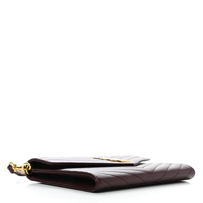 Saint Laurent Grain De Poudre Matelasse Chevron Monogram Envelope Clutch Rouge Legion 4 of 8