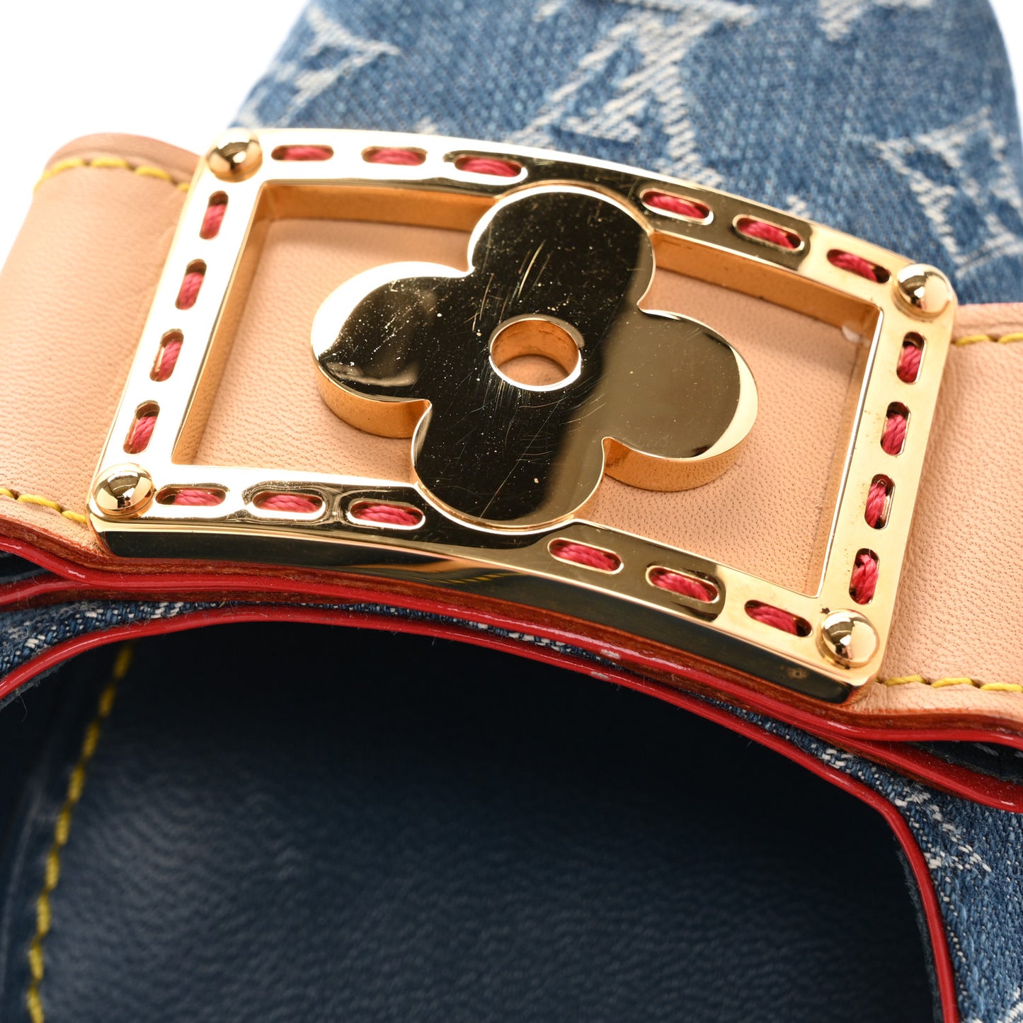 Denim Monogram Ginger Mules Natural