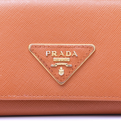 Prada Saffiano Triangle Continental Flap Wallet Papaya 8 of 13