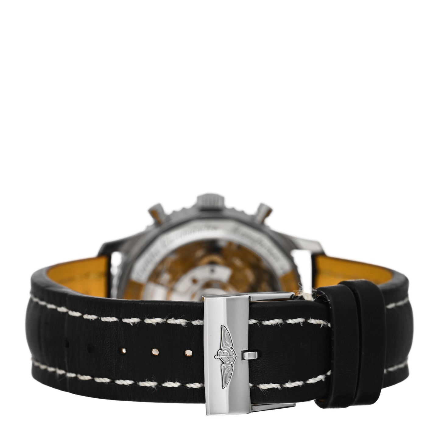 Stainless Steel Alligator 42mm Navitimer Chronograph Automatic Watch Black AB0121