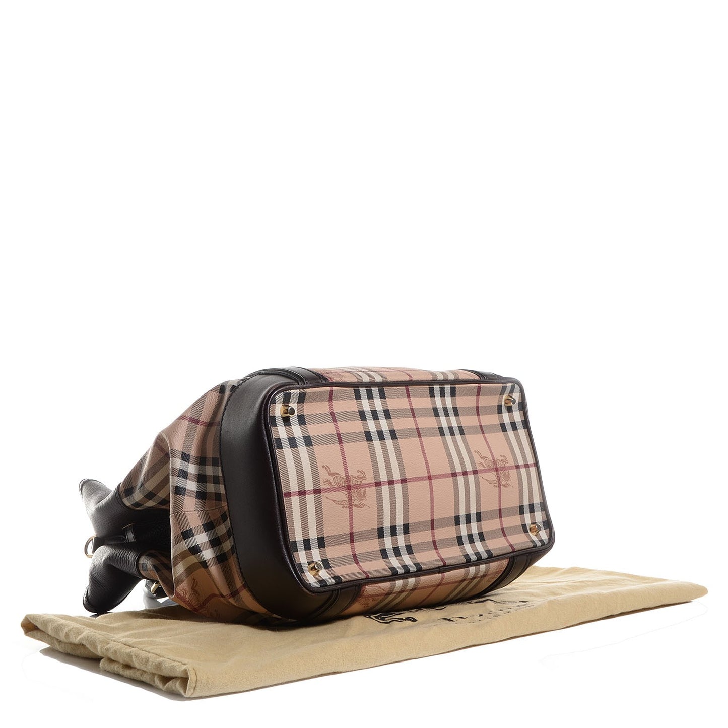 Haymarket Check Calfskin Medium Golderton Tote Chocolate