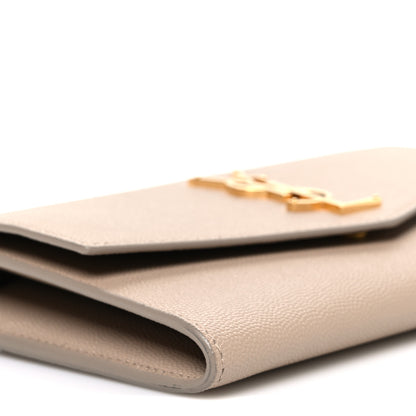 Saint Laurent Grain De Poudre Monogram Uptown Chain Wallet Dark Beige 10 of 11