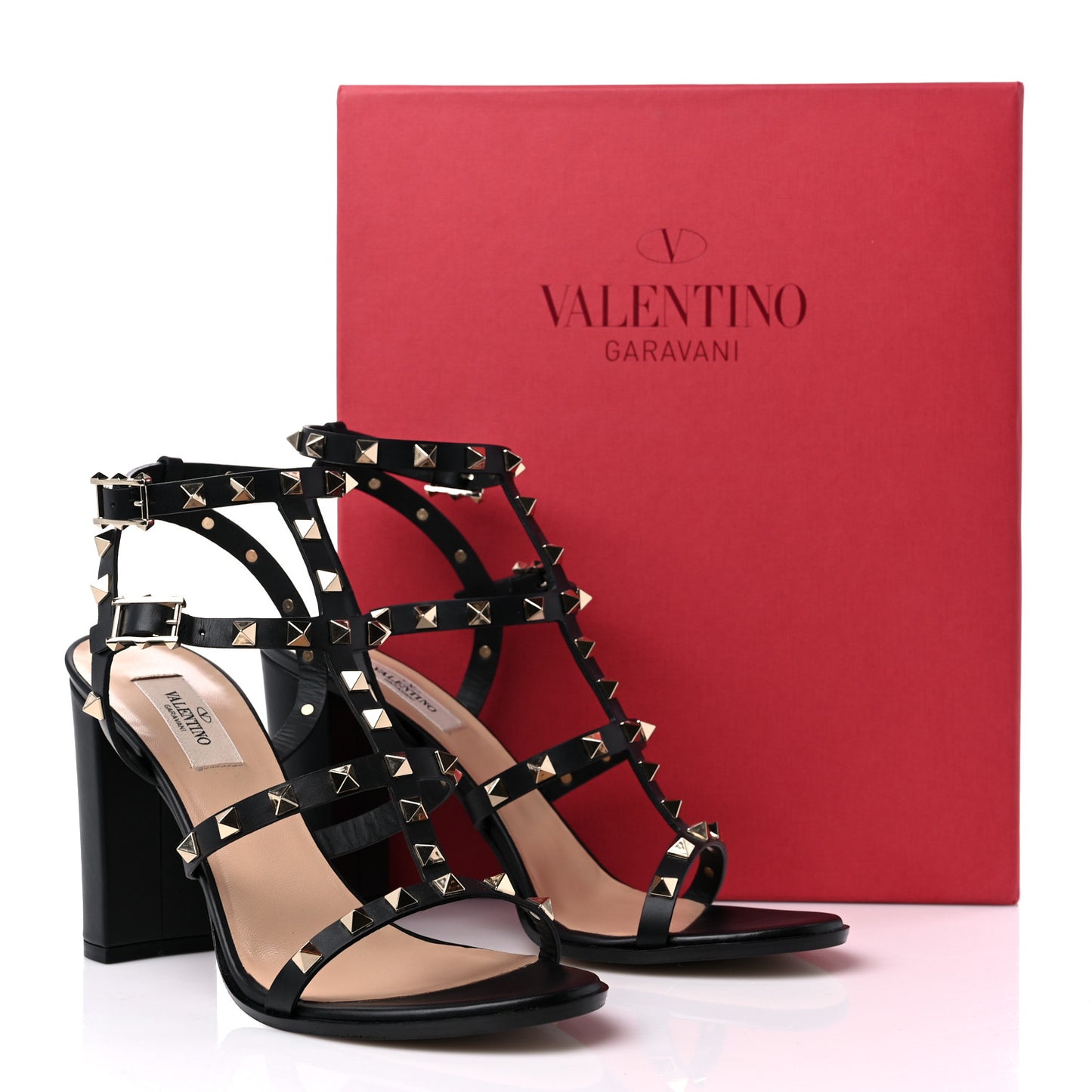 Calfskin Rockstud 90mm City Sandals 41 Black