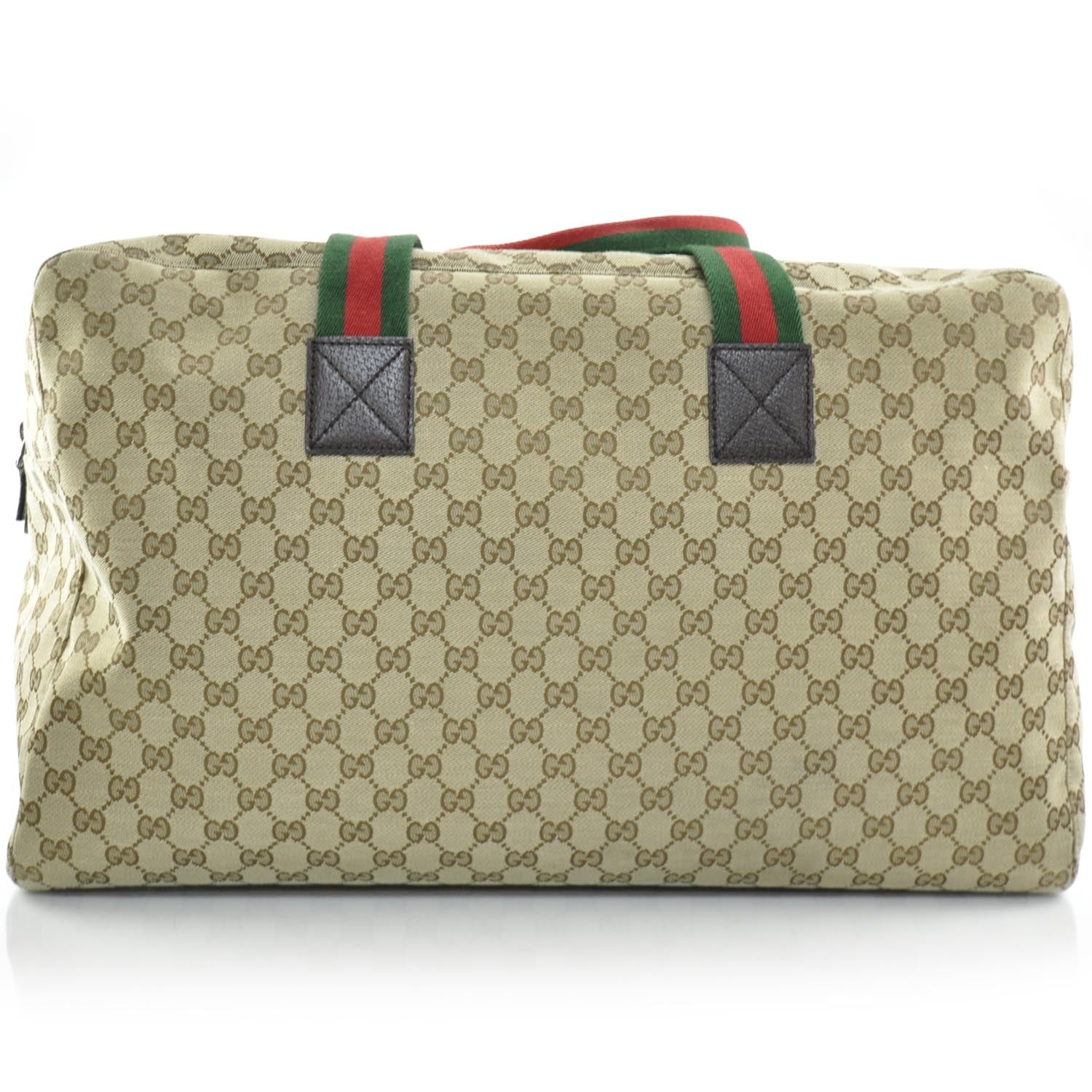 Gucci GG Monogram Web Large Collapsible Carry On Duffle Beige Brown 4 of 10