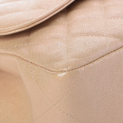 Chanel Iridescent Caviar Quilted Jumbo Double Flap Beige 15 of 26