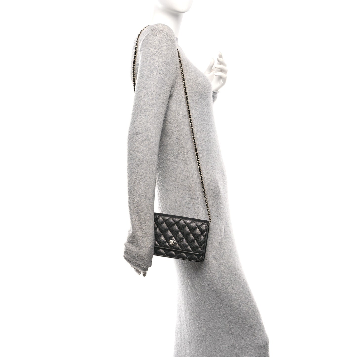 Caviar Quilted Wallet On Chain WOC Black