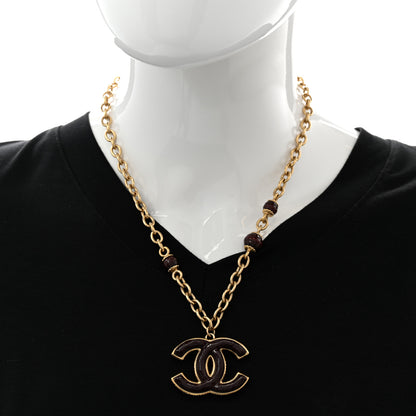 Chanel Metal Enamel CC Necklace Gold Brown 2 of 6