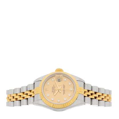 Rolex Stainless Steel 18K Yellow Gold Diamond 26mm Oyster Perpetual Datejust Watch Champagne 69173 2 of 4