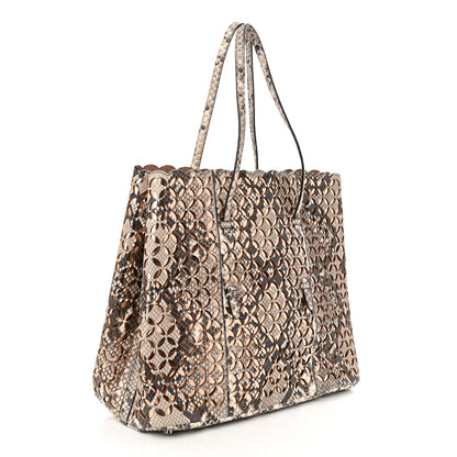 Alaia Snakeskin Laser Cut Mina Tote Neutral 4 of 10