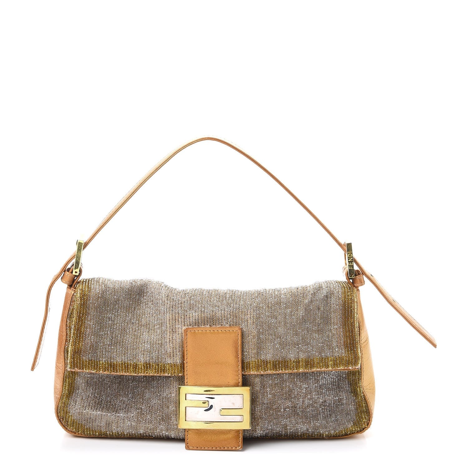Fendi Beaded Baguette Gold Silver 1 of 15