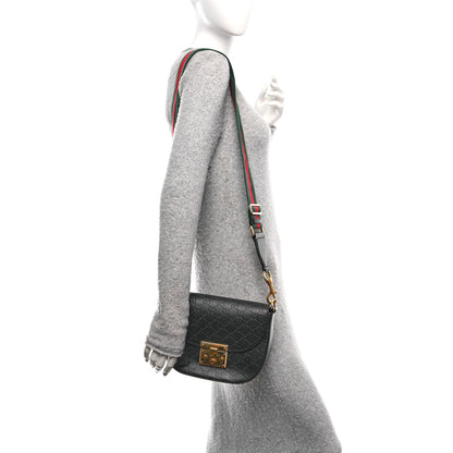 Gucci Guccissima Web Medium Padlock Messenger Shoulder Bag Black 2 of 11