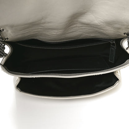 Saint Laurent Crinkled Calfskin Matelasse Monogram Medium Niki Chain Satchel Crema Soft 5 of 12