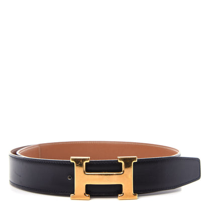 Hermes Box Courchevel 32mm H Belt 75 Black Gold 1 of 7