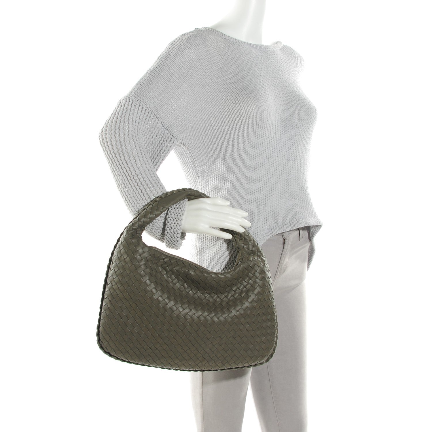 Bottega Veneta Nappa Intrecciato Medium Veneta Hobo Kaki Fondente 2 of 8