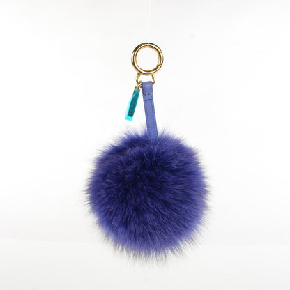 Fendi Fox Fur Vitello Elite Pom Pom Bag Charm Viola Cassis 3 of 7