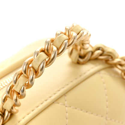 Chanel Lambskin Quilted CC Bubble Vanity Case With Chain Light Yellow 11 of 12